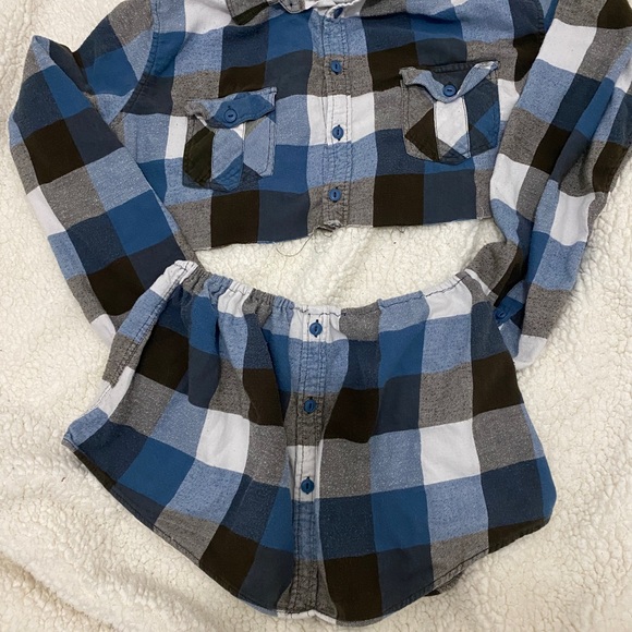 Crop Top & Skirt Set Cozy Upcycled Flannel Recycled Girls Women’s Fall Festival - Picture 1 of 5